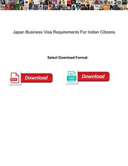 Japan Business Visa Requirements for Indian Citizens