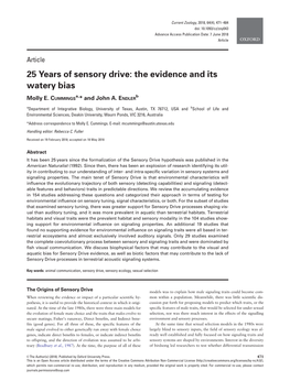 25 Years of Sensory Drive: the Evidence and Its Watery Bias