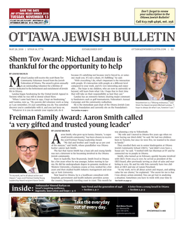 Ottawa Jewish Bulletin! IT’S NOT TOO LATE to PLANT! JNFOTTAWA.CA OTTAWA@JNF.CA 613.798.2411 Call 613-798-4696, Ext