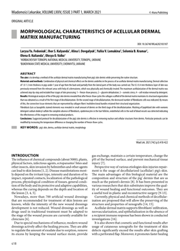 MORPHOLOGICAL CHARACTERISTICS of ACELLULAR DERMAL MATRIX MANUFACTURING DOI: 10.36740/Wlek202103107