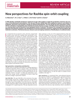 New Perspectives for Rashba Spin–Orbit Coupling A