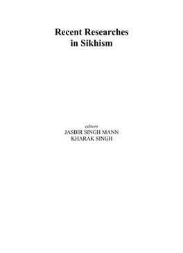 Recent Researches in Sikhism