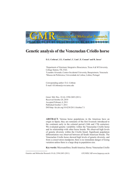 Genetic Analysis of the Venezuelan Criollo Horse