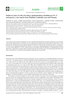 Studies in Asian Nervilia (Nervilieae, Epidendroideae, Orchidaceae) VI: N