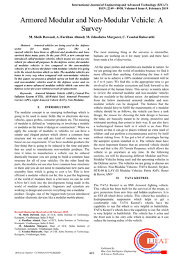 Armored Modular and Non-Modular Vehicle: a Survey M