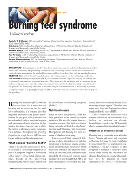 Burning Feet Syndrome a Clinical Review
