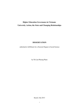 Higher Education Governance in Vietnam: University Action, the State and Changing Relationships