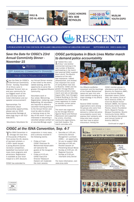 Chicago Rescent a Publication of the Council of Islamic Organizations of Greater Chicago September 2015 Dhul Kada 1436