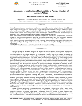 An Analysis to Implications of Sustainability in Physical Structure of Abyaneh Village