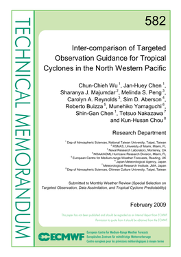 Technical Memorandum No.582 1 Inter-Comparison of Targeted Observation Guidance…