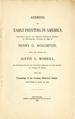 Early Printing in America