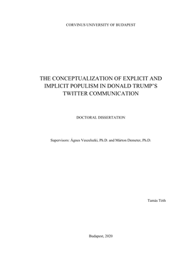 The Conceptualization of Explicit and Implicit Populism in Donald Trump's