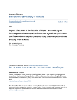 Impact of Tourism in the Foothills of Nepal