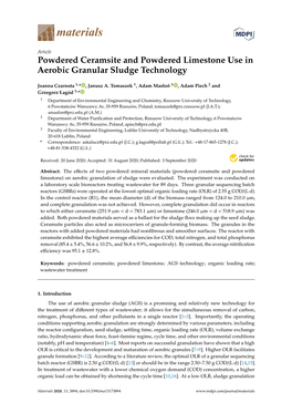 Powdered Ceramsite and Powdered Limestone Use in Aerobic Granular Sludge Technology