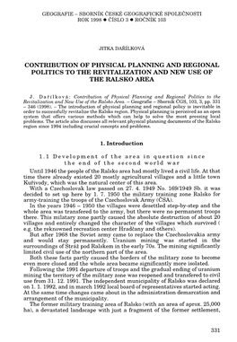 Contribution of Physical Planning and Regional Politics to the Revitalization and New Use of the Ralsko Area