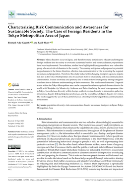 The Case of Foreign Residents in the Tokyo Metropolitan Area of Japan