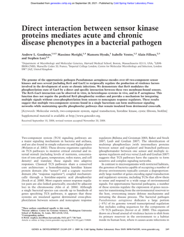 Direct Interaction Between Sensor Kinase Proteins Mediates Acute and Chronic Disease Phenotypes in a Bacterial Pathogen