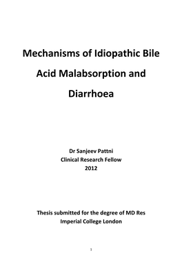 Mechanisms of Idiopathic Bile Acid Malabsorption and Diarrhoea