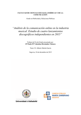 “Análisis De La Comunicación Online En La Industria Musical