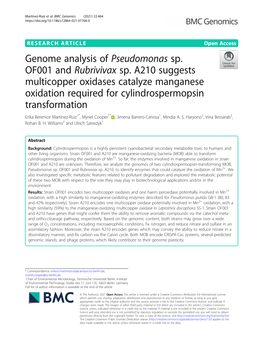 Genome Analysis of Pseudomonas Sp. OF001 and Rubrivivax Sp. A210