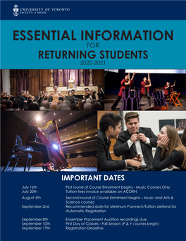 Essential Information for Returning Students 2020-2021