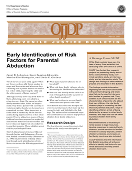 Early Identification of Risk Factors for Parental Abduction