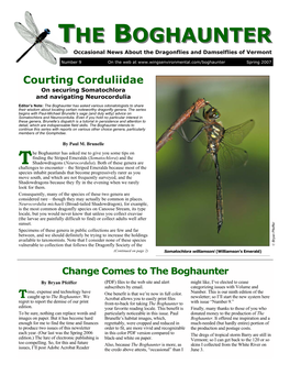 BOGHAUNTEROGHAUNTER Occasional News About the Dragonflies and Damselflies of Vermont