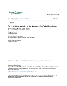 Genomic Heterogeneity of the Naga and Kuki Tribal Populations of Manipur, North-East India