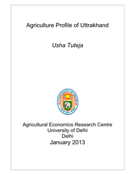 AGRICULTURE PROFILE of UTTRAKHAND by USHA TUTEJA