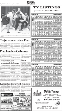 SPORTS SPORTS Trojan Women Win at Pratt Pratt Humbles Colby