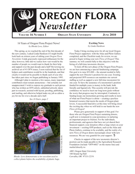 16 Years of Oregon Flora Project News! Exciting News by Rhoda Love, Editor by Linda Hardison