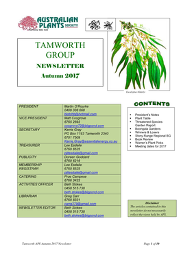 TAMWORTH GROUP NEWSLETTER Autumn 2017