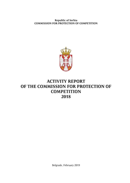 Activity Report of the Commission for Protection of Competition 2018