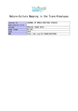 Nature-Culture Mapping in the Trans-Himalayas