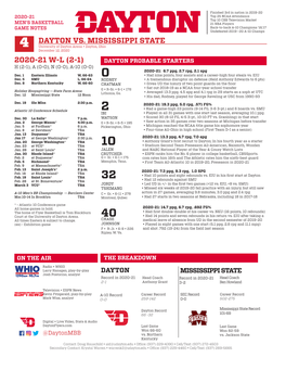 4 Dayton Vs. Mississippi State 2020-21 W-L (2-1)