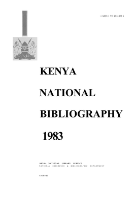 Kenya National Bibliography Is Compiled and Published By