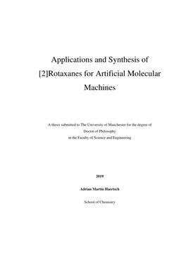 [2]Rotaxanes for Artificial Molecular Machines