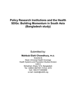 Bangladesh Country Report