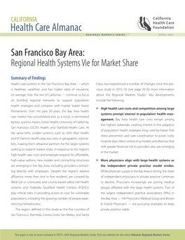 San Francisco Bay Area: Regional Health Systems Vie for Market Share