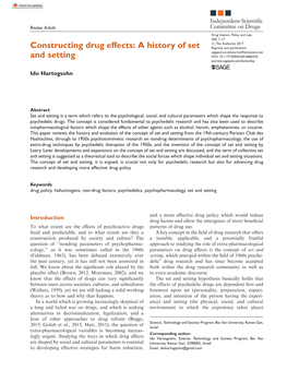 Constructing Drug Effects: a History of Set and Setting