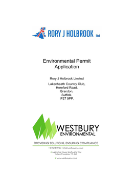 Environmental Permit Application Report: Version 1, November 2020