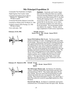 Mir Principal Expedition 21