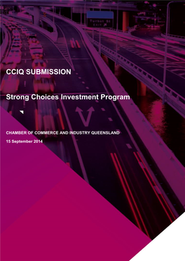 CCIQ SUBMISSION Strong Choices Investment Program