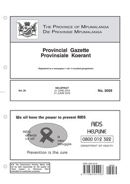 Provincial Gazette Provinsiale Koerant