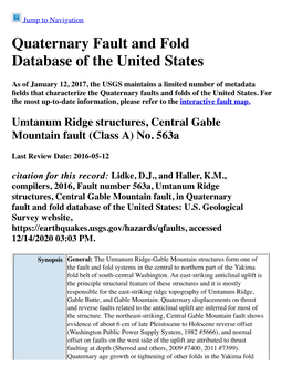 Quaternary Fault and Fold Database of the United States