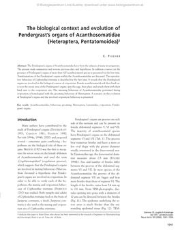 The Biological Context and Evolution of Pendergrast's Organs Of