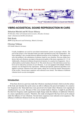 VIBRO-ACOUSTICAL SOUND REPRODUCTION in CARS Sebastian Merchel and M