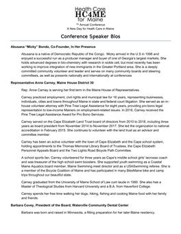 Conference Speaker Bios