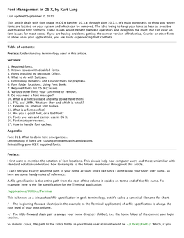 Font Management in OS X, by Kurt Lang