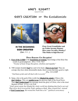 20. Who's Right? GOD Or the Evolutionists?